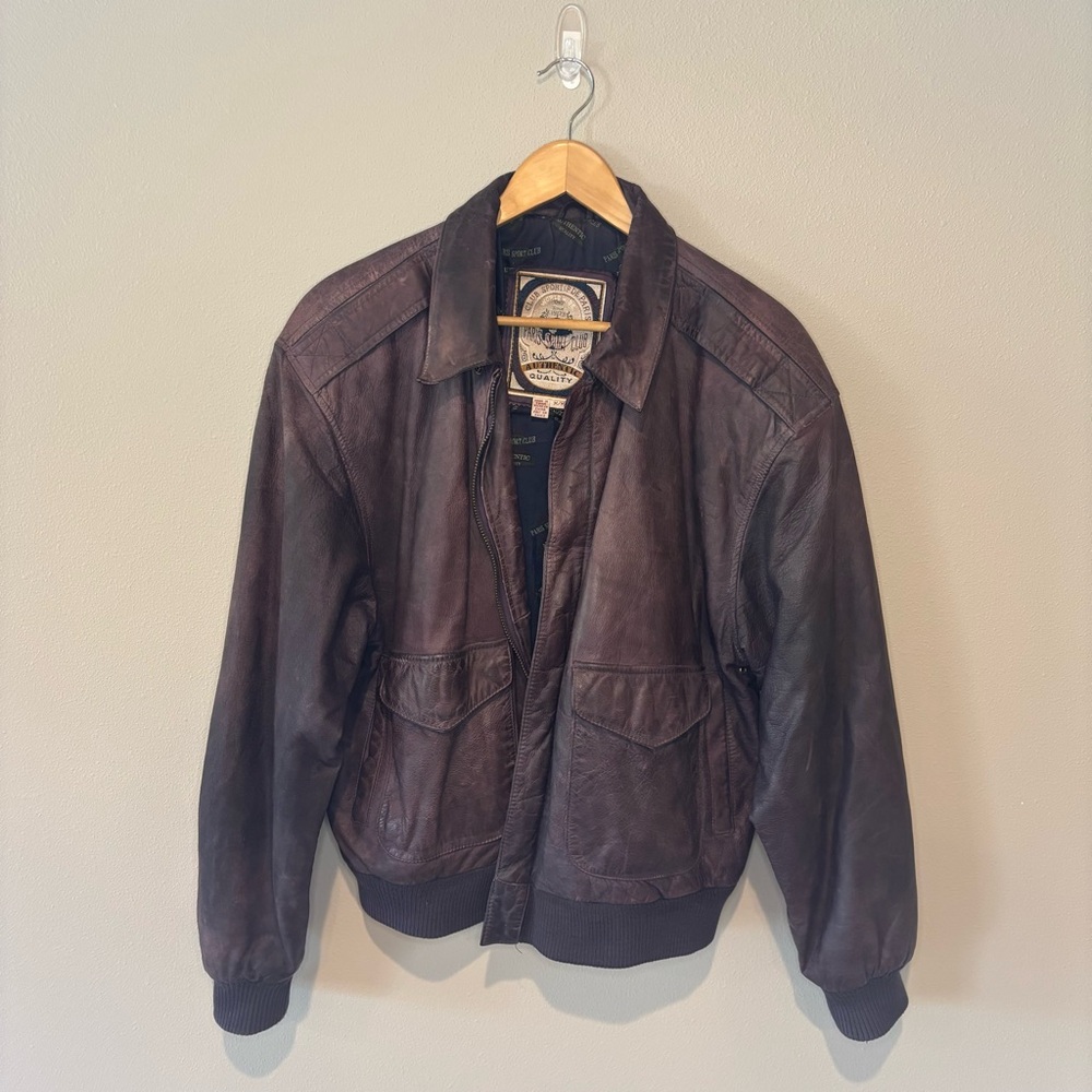 VINTAGE PARIS SPORT CLUB Authentic 100% Leather Bomber Jacket Medium